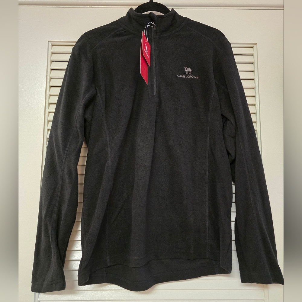 Camel Crown - (NWT) Men's Black Fleece Long-Sleeve Sweater With ¼ Zipper